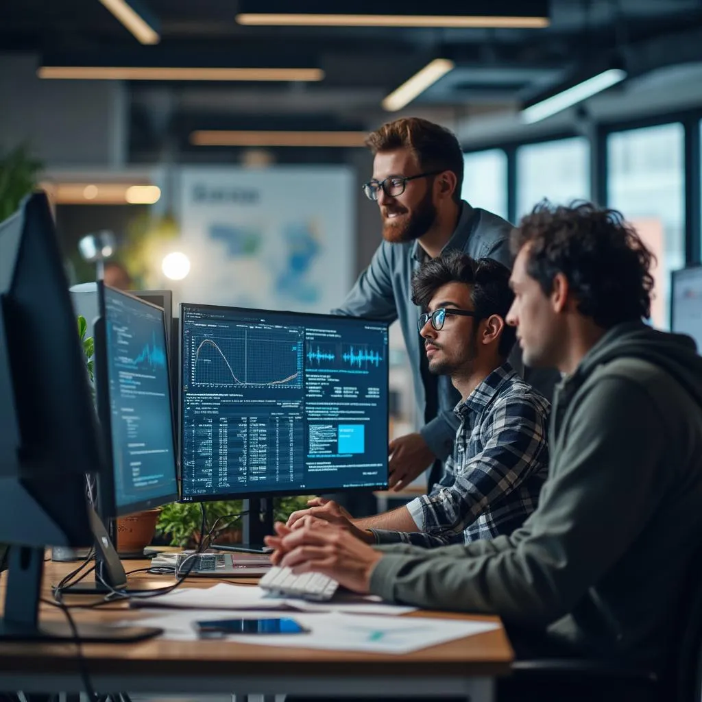Notre équipe technique travaillant sur le développement des algorithmes